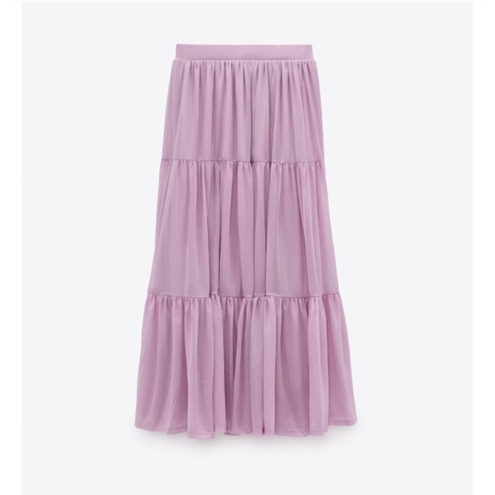 Zara Tiered Tulle Maxi Skirt
